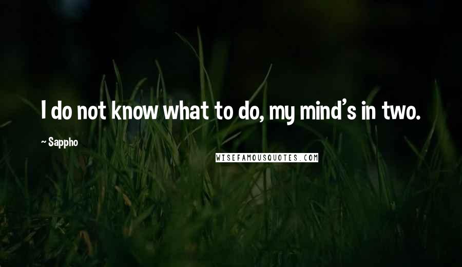 Sappho Quotes: I do not know what to do, my mind's in two.