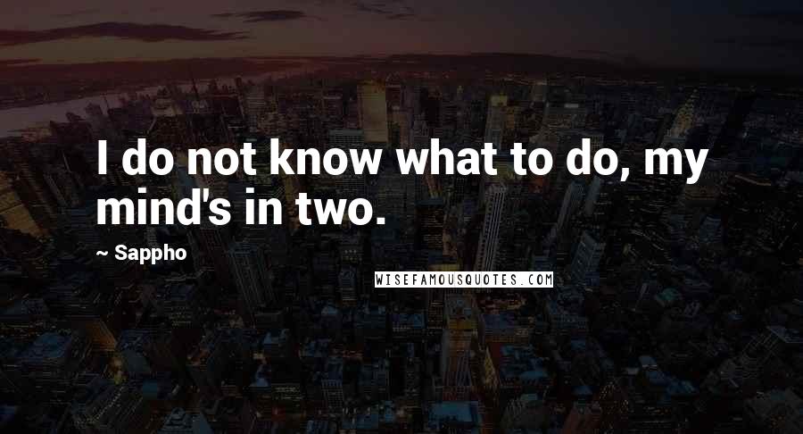 Sappho Quotes: I do not know what to do, my mind's in two.