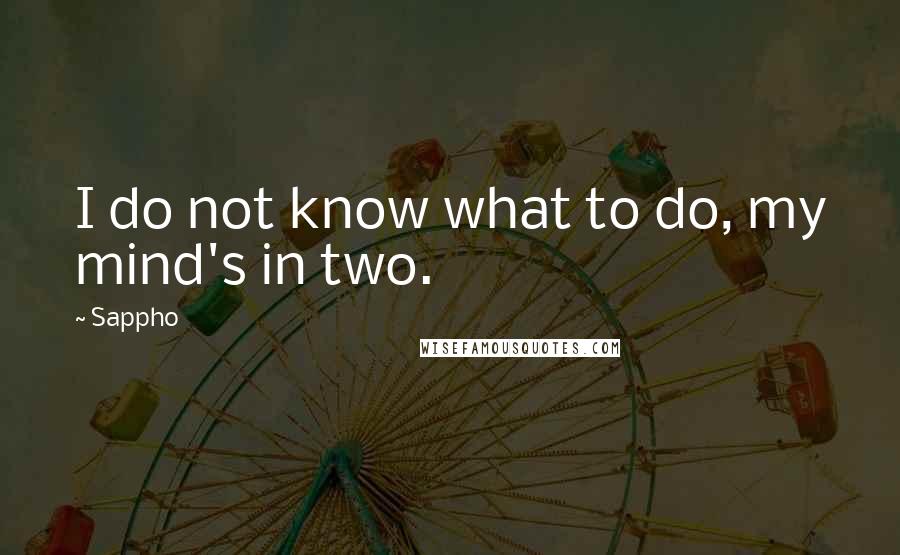 Sappho Quotes: I do not know what to do, my mind's in two.