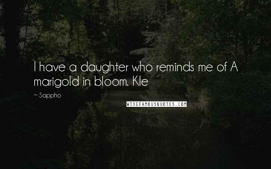 Sappho Quotes: I have a daughter who reminds me of A marigold in bloom. Kle
