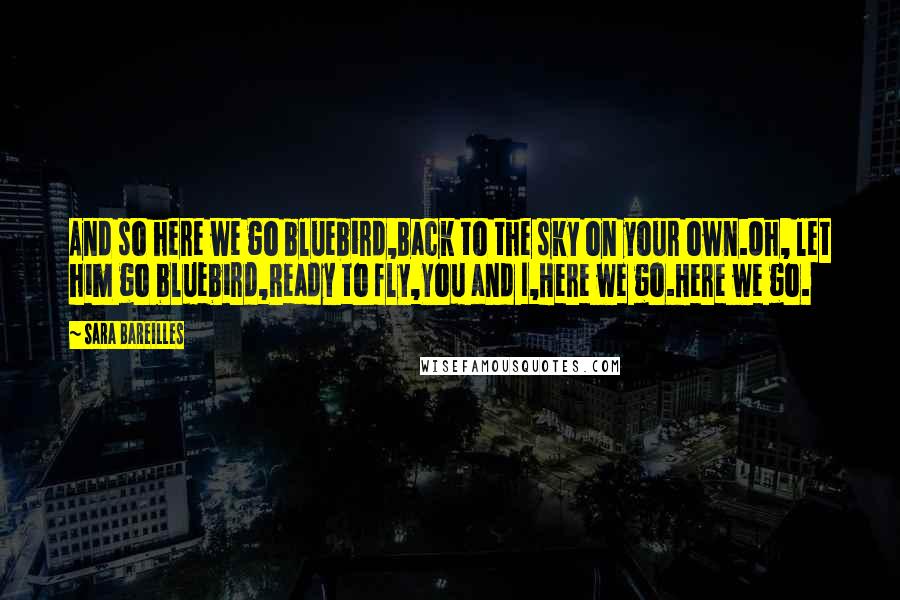 Sara Bareilles Quotes: And so here we go bluebird,Back to the sky on your own.Oh, let him go bluebird,Ready to fly,You and I,Here we go.Here we go.