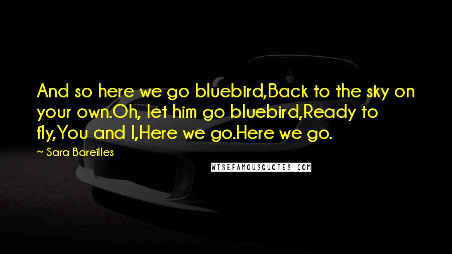 Sara Bareilles Quotes: And so here we go bluebird,Back to the sky on your own.Oh, let him go bluebird,Ready to fly,You and I,Here we go.Here we go.