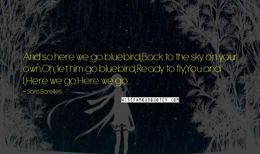 Sara Bareilles Quotes: And so here we go bluebird,Back to the sky on your own.Oh, let him go bluebird,Ready to fly,You and I,Here we go.Here we go.