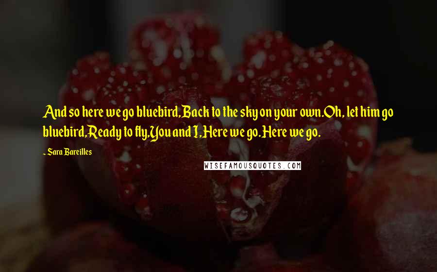 Sara Bareilles Quotes: And so here we go bluebird,Back to the sky on your own.Oh, let him go bluebird,Ready to fly,You and I,Here we go.Here we go.