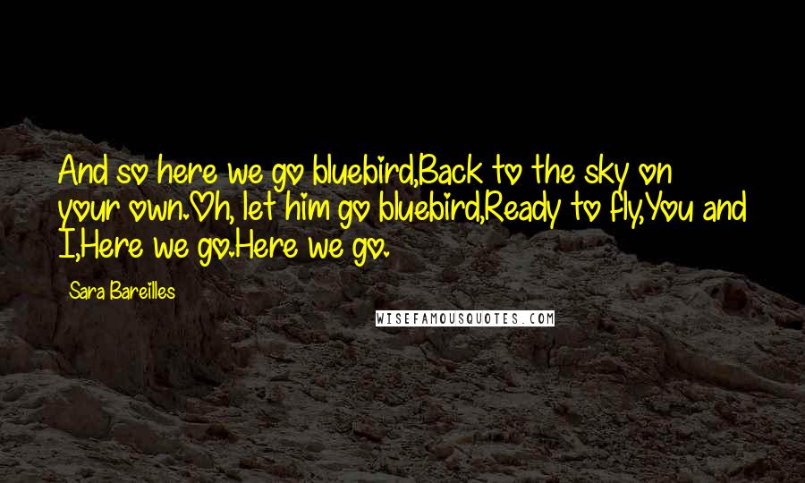 Sara Bareilles Quotes: And so here we go bluebird,Back to the sky on your own.Oh, let him go bluebird,Ready to fly,You and I,Here we go.Here we go.