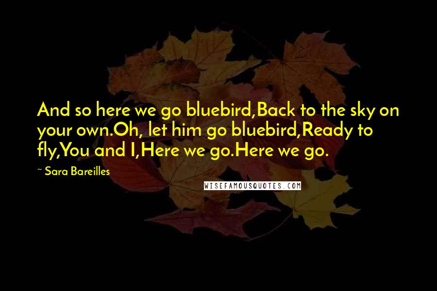 Sara Bareilles Quotes: And so here we go bluebird,Back to the sky on your own.Oh, let him go bluebird,Ready to fly,You and I,Here we go.Here we go.