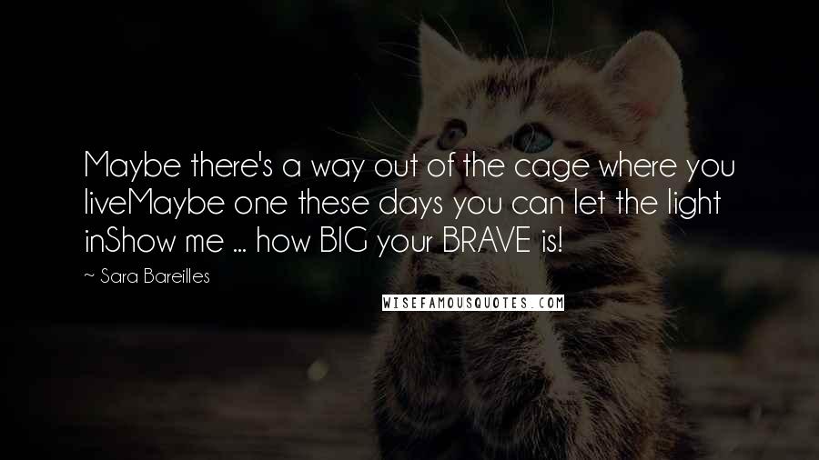 Sara Bareilles Quotes: Maybe there's a way out of the cage where you liveMaybe one these days you can let the light inShow me ... how BIG your BRAVE is!