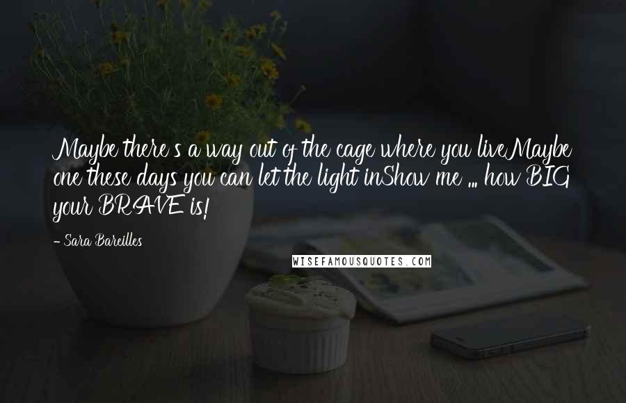 Sara Bareilles Quotes: Maybe there's a way out of the cage where you liveMaybe one these days you can let the light inShow me ... how BIG your BRAVE is!