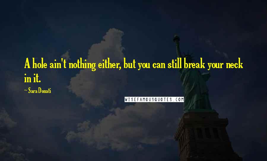 Sara Donati Quotes: A hole ain't nothing either, but you can still break your neck in it.