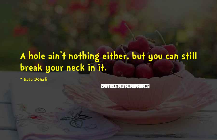 Sara Donati Quotes: A hole ain't nothing either, but you can still break your neck in it.