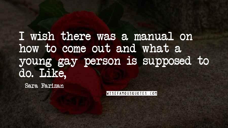 Sara Farizan Quotes: I wish there was a manual on how to come out and what a young gay person is supposed to do. Like,