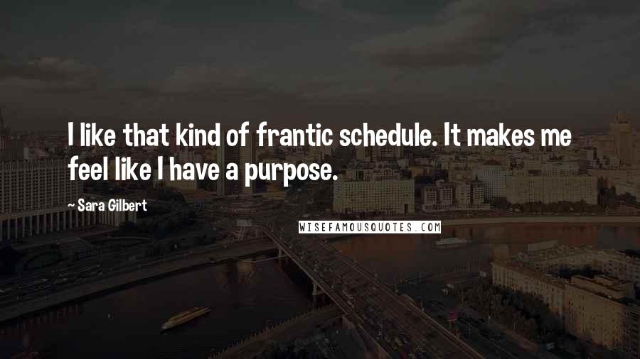 Sara Gilbert Quotes: I like that kind of frantic schedule. It makes me feel like I have a purpose.