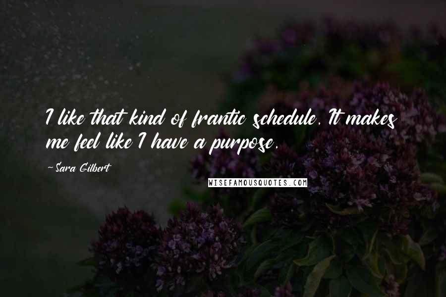 Sara Gilbert Quotes: I like that kind of frantic schedule. It makes me feel like I have a purpose.