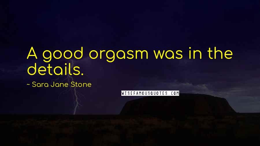 Sara Jane Stone Quotes: A good orgasm was in the details.