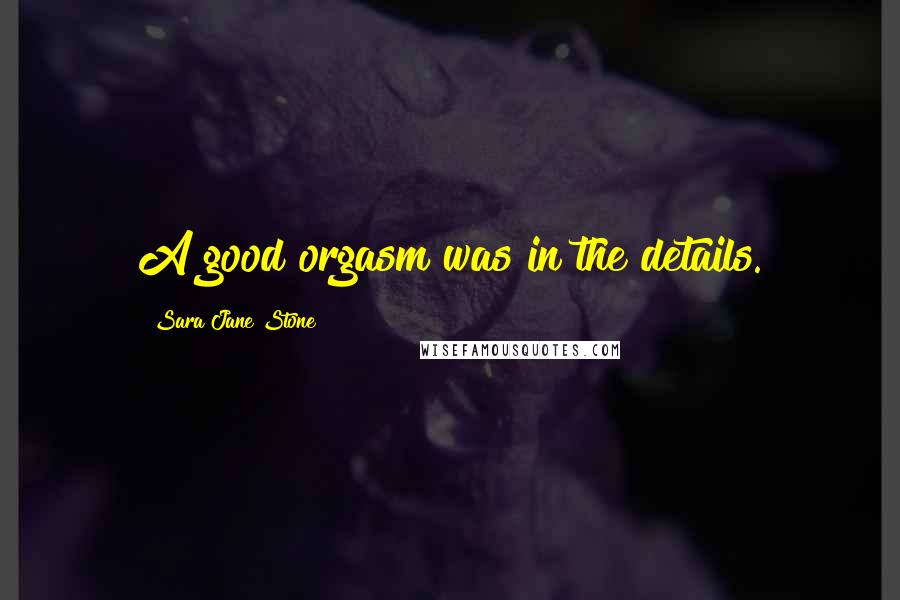 Sara Jane Stone Quotes: A good orgasm was in the details.