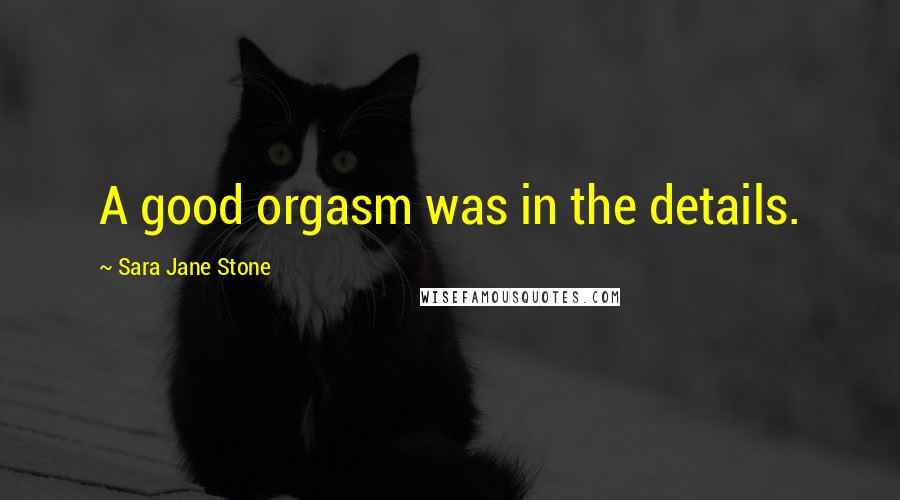 Sara Jane Stone Quotes: A good orgasm was in the details.