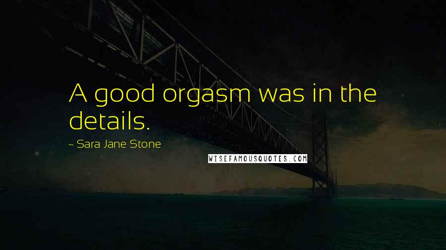 Sara Jane Stone Quotes: A good orgasm was in the details.