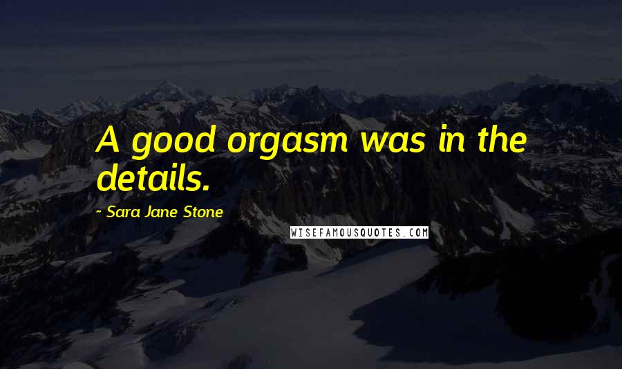 Sara Jane Stone Quotes: A good orgasm was in the details.