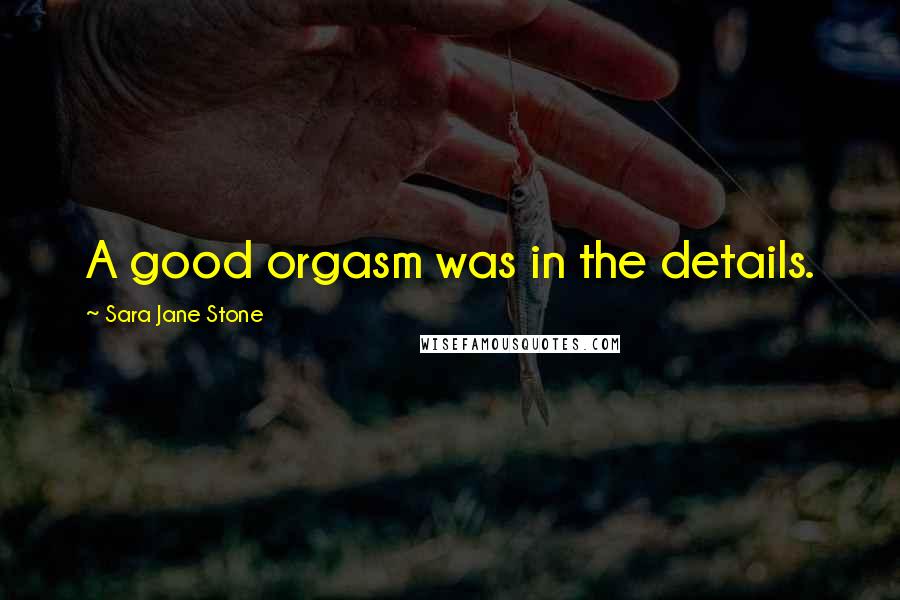 Sara Jane Stone Quotes: A good orgasm was in the details.