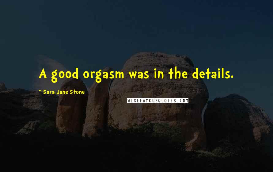 Sara Jane Stone Quotes: A good orgasm was in the details.