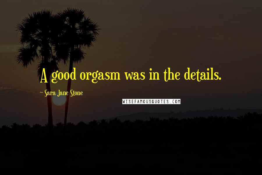 Sara Jane Stone Quotes: A good orgasm was in the details.