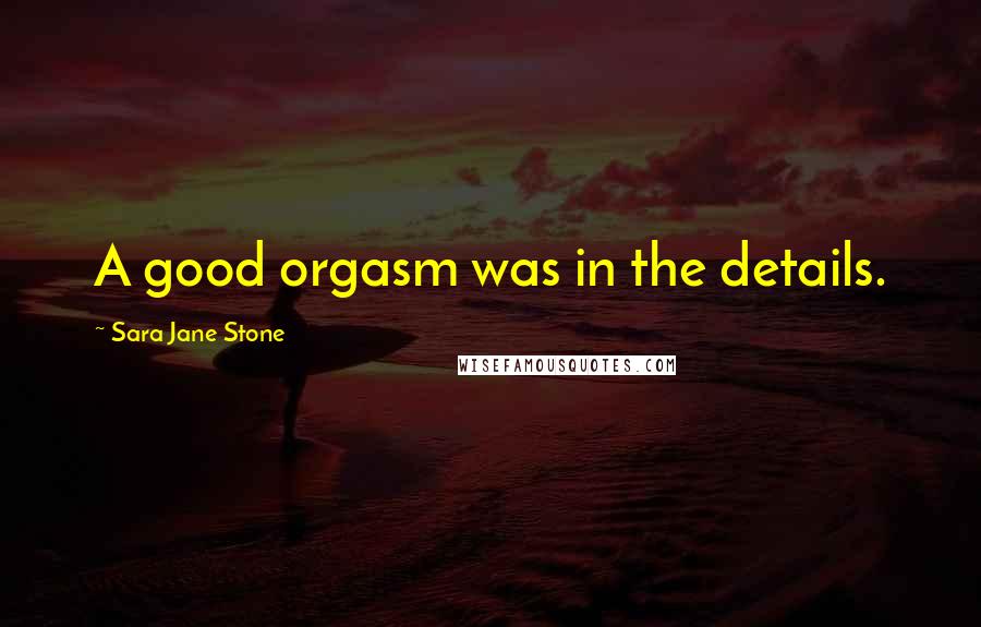 Sara Jane Stone Quotes: A good orgasm was in the details.