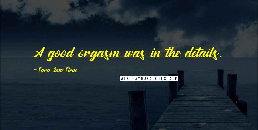 Sara Jane Stone Quotes: A good orgasm was in the details.