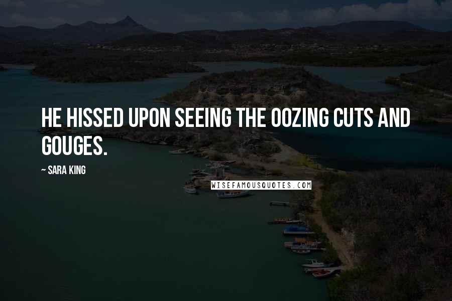 Sara King Quotes: He hissed upon seeing the oozing cuts and gouges.