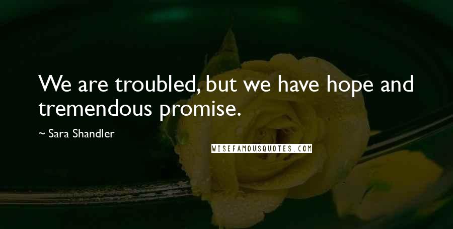 Sara Shandler Quotes: We are troubled, but we have hope and tremendous promise.