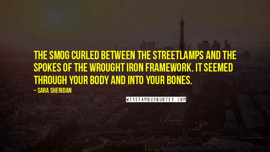 Sara Sheridan Quotes: The smog curled between the streetlamps and the spokes of the wrought iron framework. It seemed through your body and into your bones.