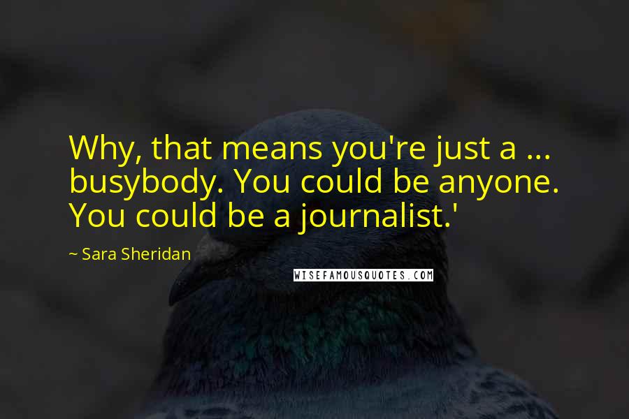 Sara Sheridan Quotes: Why, that means you're just a ... busybody. You could be anyone. You could be a journalist.'