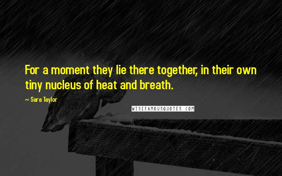 Sara Taylor Quotes: For a moment they lie there together, in their own tiny nucleus of heat and breath.