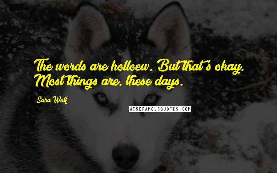 Sara Wolf Quotes: The words are holloew. But that's okay. Most things are, these days.