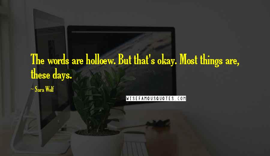 Sara Wolf Quotes: The words are holloew. But that's okay. Most things are, these days.