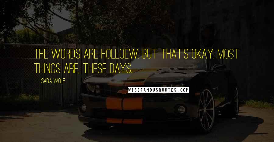 Sara Wolf Quotes: The words are holloew. But that's okay. Most things are, these days.