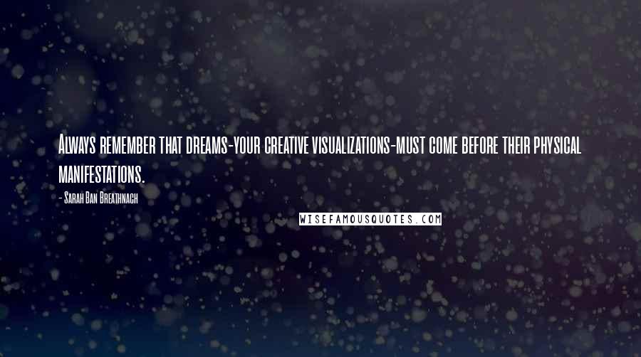 Sarah Ban Breathnach Quotes: Always remember that dreams-your creative visualizations-must come before their physical manifestations.