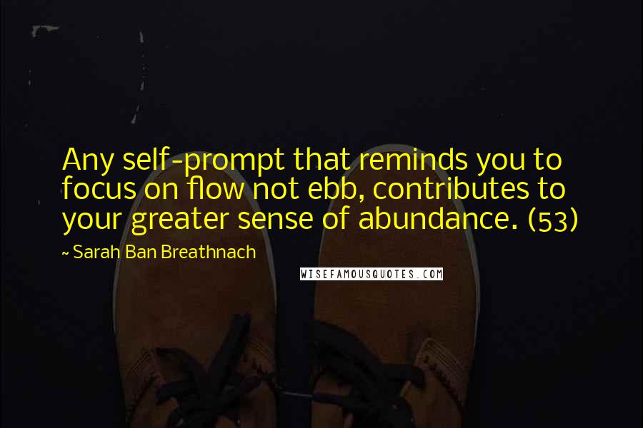 Sarah Ban Breathnach Quotes: Any self-prompt that reminds you to focus on flow not ebb, contributes to your greater sense of abundance. (53)