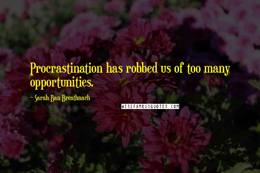 Sarah Ban Breathnach Quotes: Procrastination has robbed us of too many opportunities.