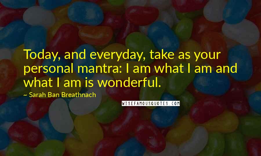 Sarah Ban Breathnach Quotes: Today, and everyday, take as your personal mantra: I am what I am and what I am is wonderful.