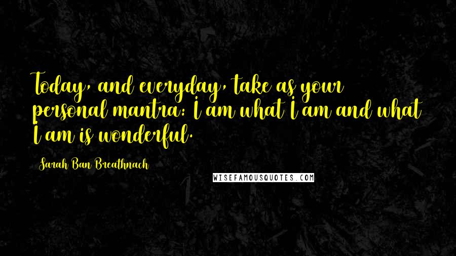 Sarah Ban Breathnach Quotes: Today, and everyday, take as your personal mantra: I am what I am and what I am is wonderful.