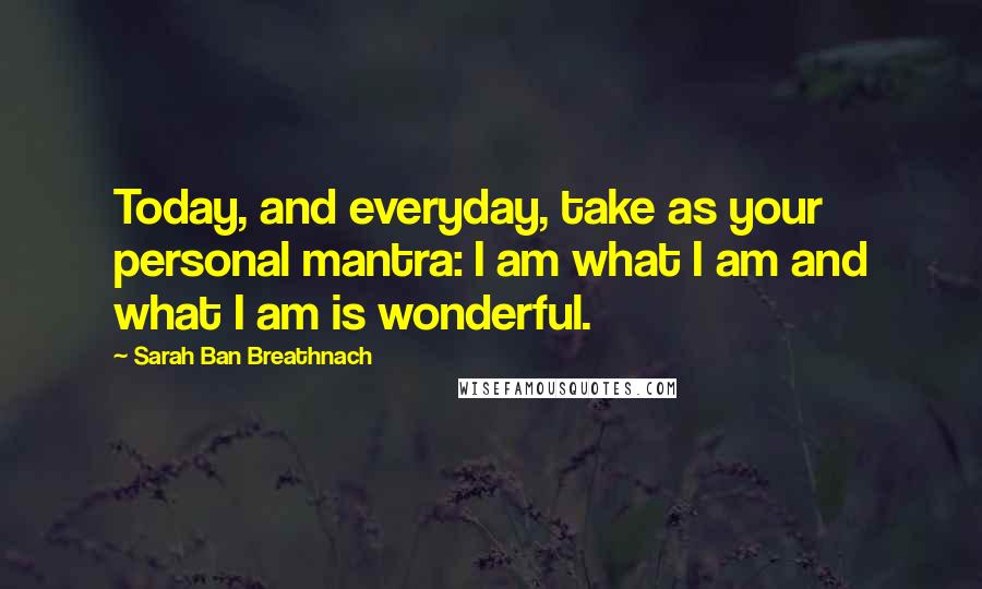 Sarah Ban Breathnach Quotes: Today, and everyday, take as your personal mantra: I am what I am and what I am is wonderful.