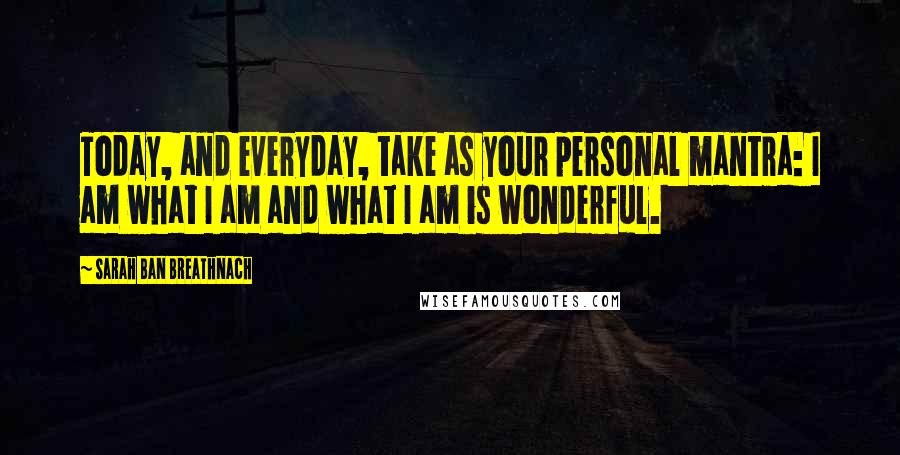 Sarah Ban Breathnach Quotes: Today, and everyday, take as your personal mantra: I am what I am and what I am is wonderful.