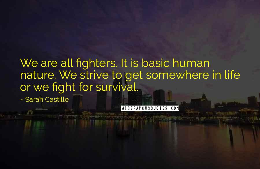 Sarah Castille Quotes: We are all fighters. It is basic human nature. We strive to get somewhere in life or we fight for survival.