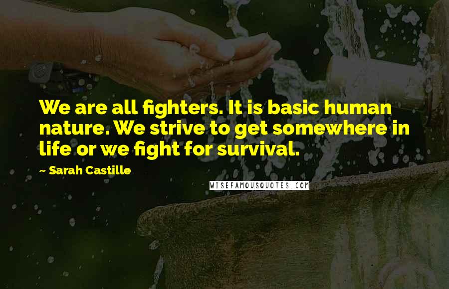 Sarah Castille Quotes: We are all fighters. It is basic human nature. We strive to get somewhere in life or we fight for survival.
