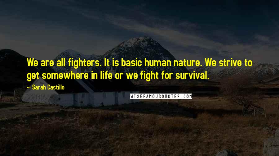 Sarah Castille Quotes: We are all fighters. It is basic human nature. We strive to get somewhere in life or we fight for survival.