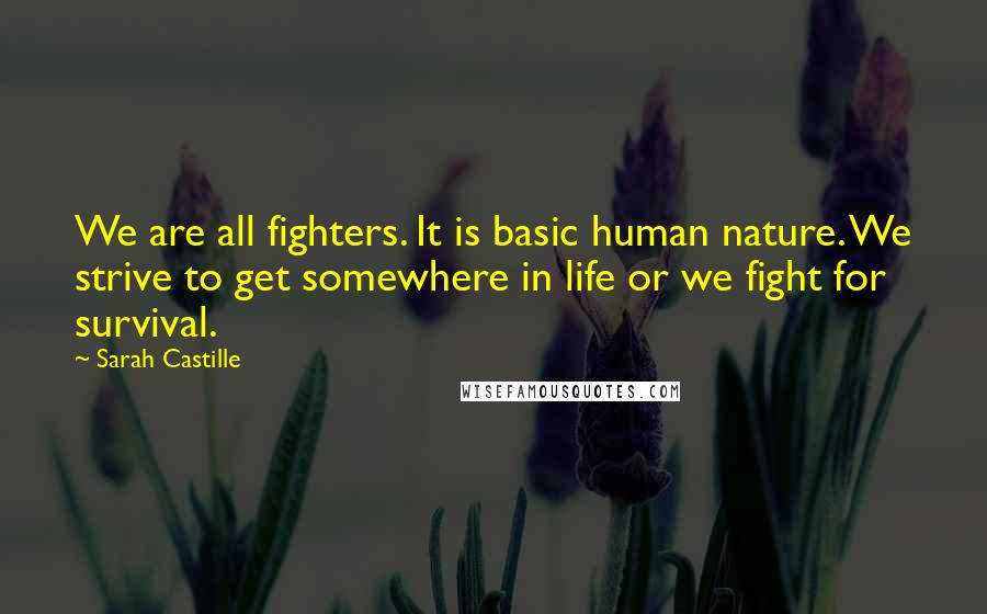 Sarah Castille Quotes: We are all fighters. It is basic human nature. We strive to get somewhere in life or we fight for survival.