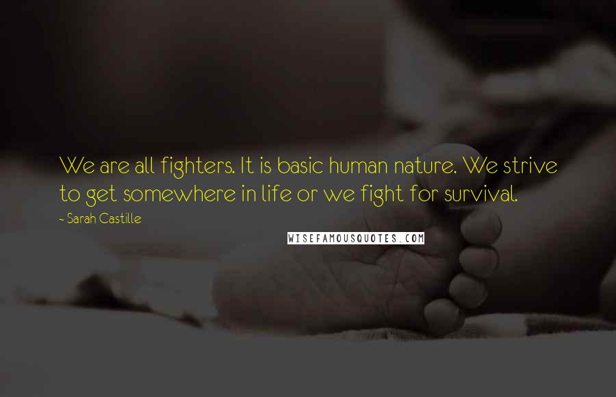 Sarah Castille Quotes: We are all fighters. It is basic human nature. We strive to get somewhere in life or we fight for survival.