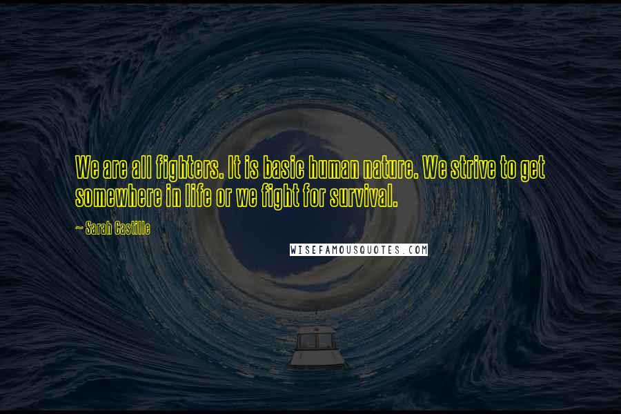 Sarah Castille Quotes: We are all fighters. It is basic human nature. We strive to get somewhere in life or we fight for survival.