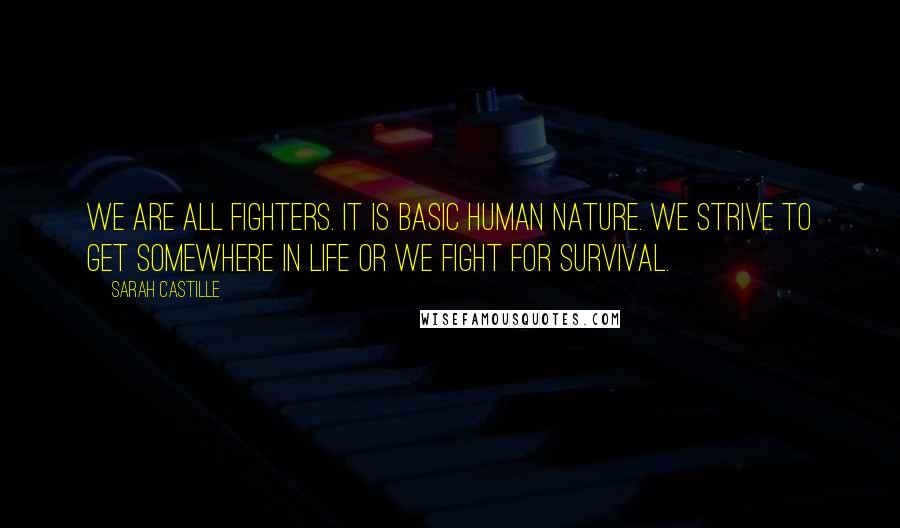 Sarah Castille Quotes: We are all fighters. It is basic human nature. We strive to get somewhere in life or we fight for survival.