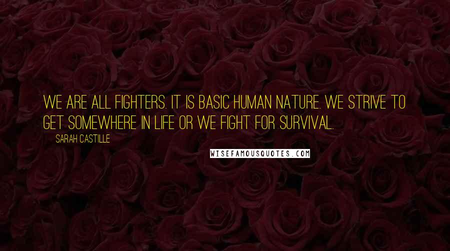 Sarah Castille Quotes: We are all fighters. It is basic human nature. We strive to get somewhere in life or we fight for survival.